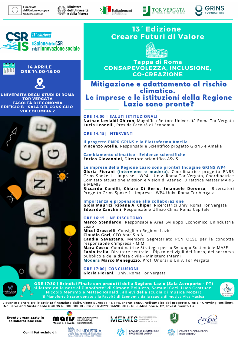 Locandina della tappa romana del Salone della CSR e dell’Innovazione Sociale, 14 aprile 2025